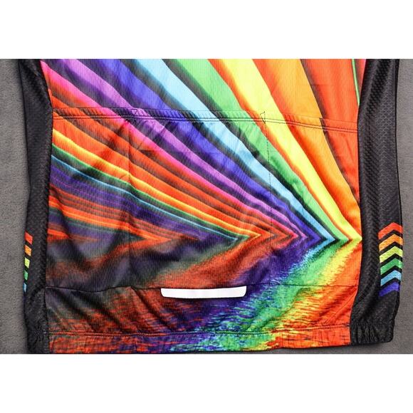 NEW: Aogda RAINBOW Full-Zip Cycling Shirt Jersey Mesh Sides Size Large - Picture 8 of 11